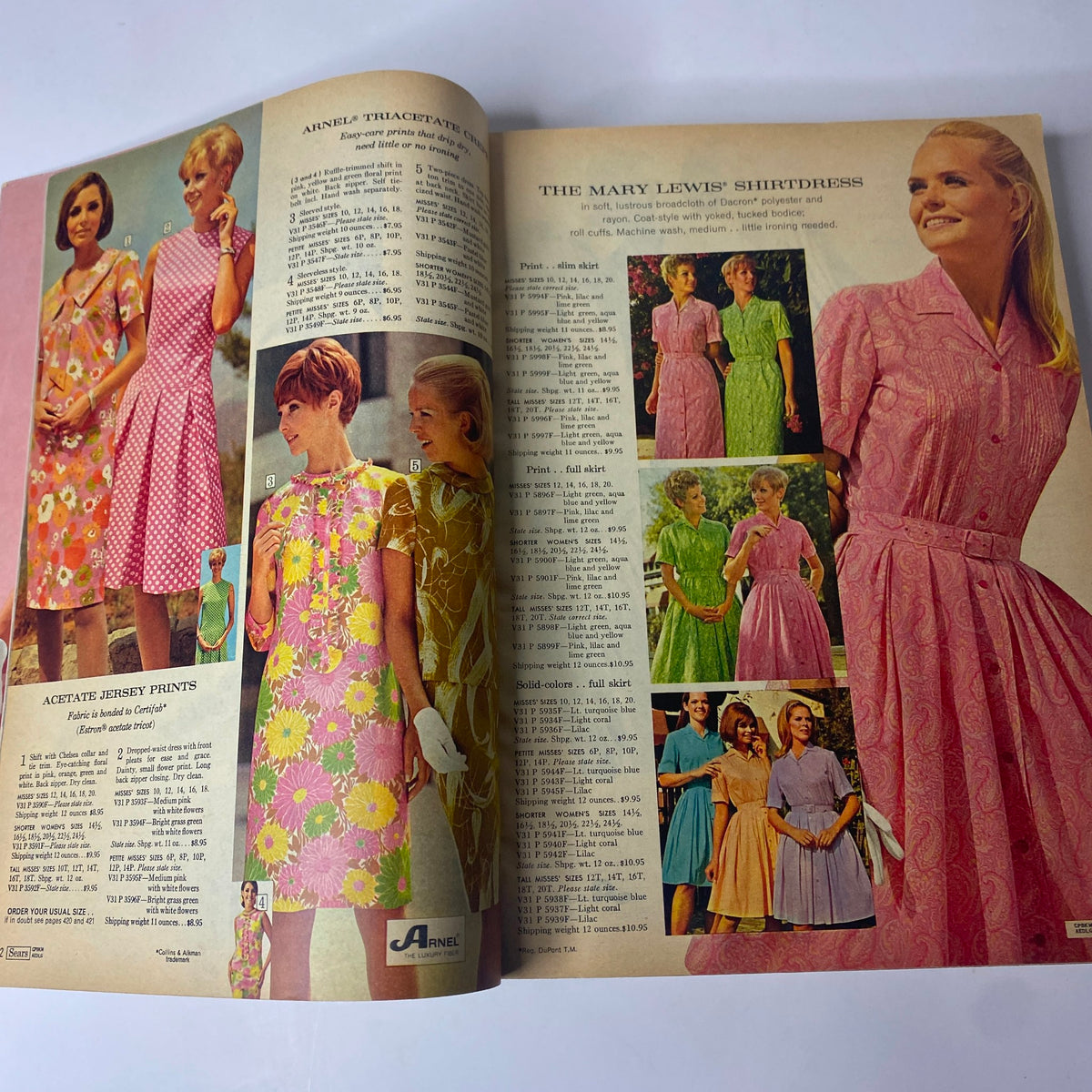 1968 Sears Spring Through Summer Catalog featuring vibrant women's fashion styles including floral prints and shirtdresses.