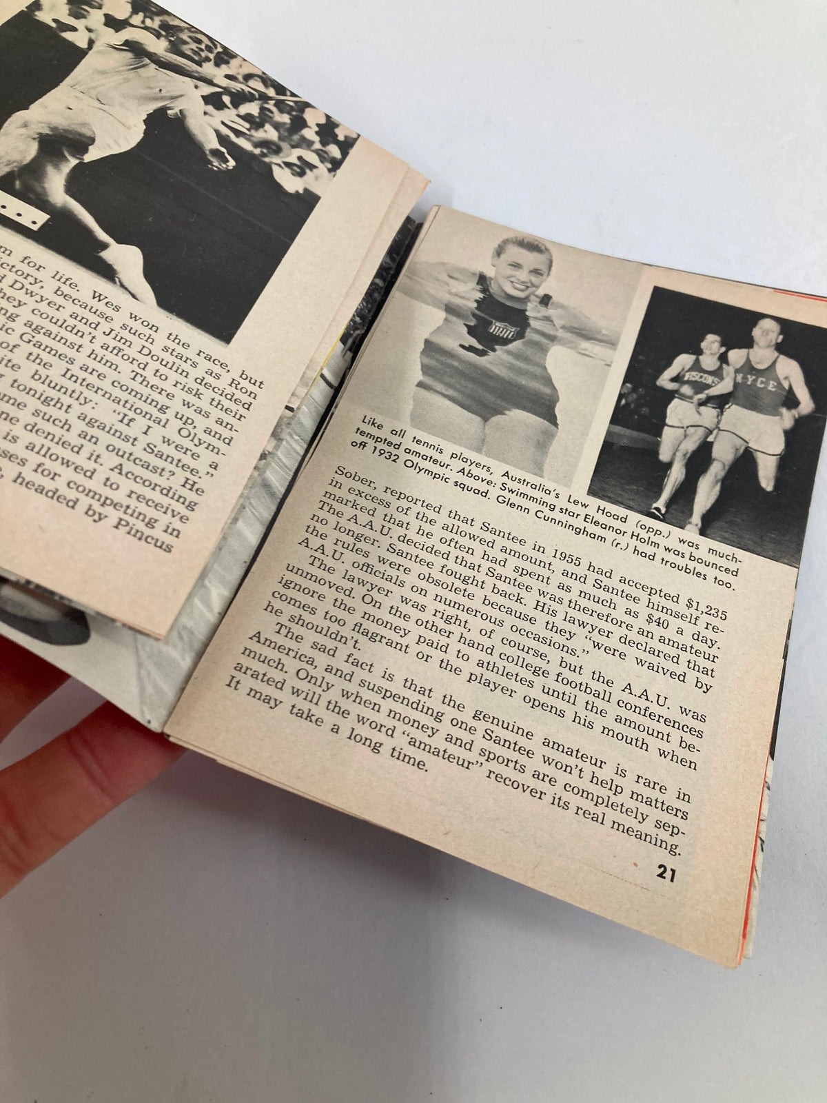 Inside pages of Vintage Tempo Magazine April 17 1956, showcasing articles and images relevant to 1950s American culture and sports.