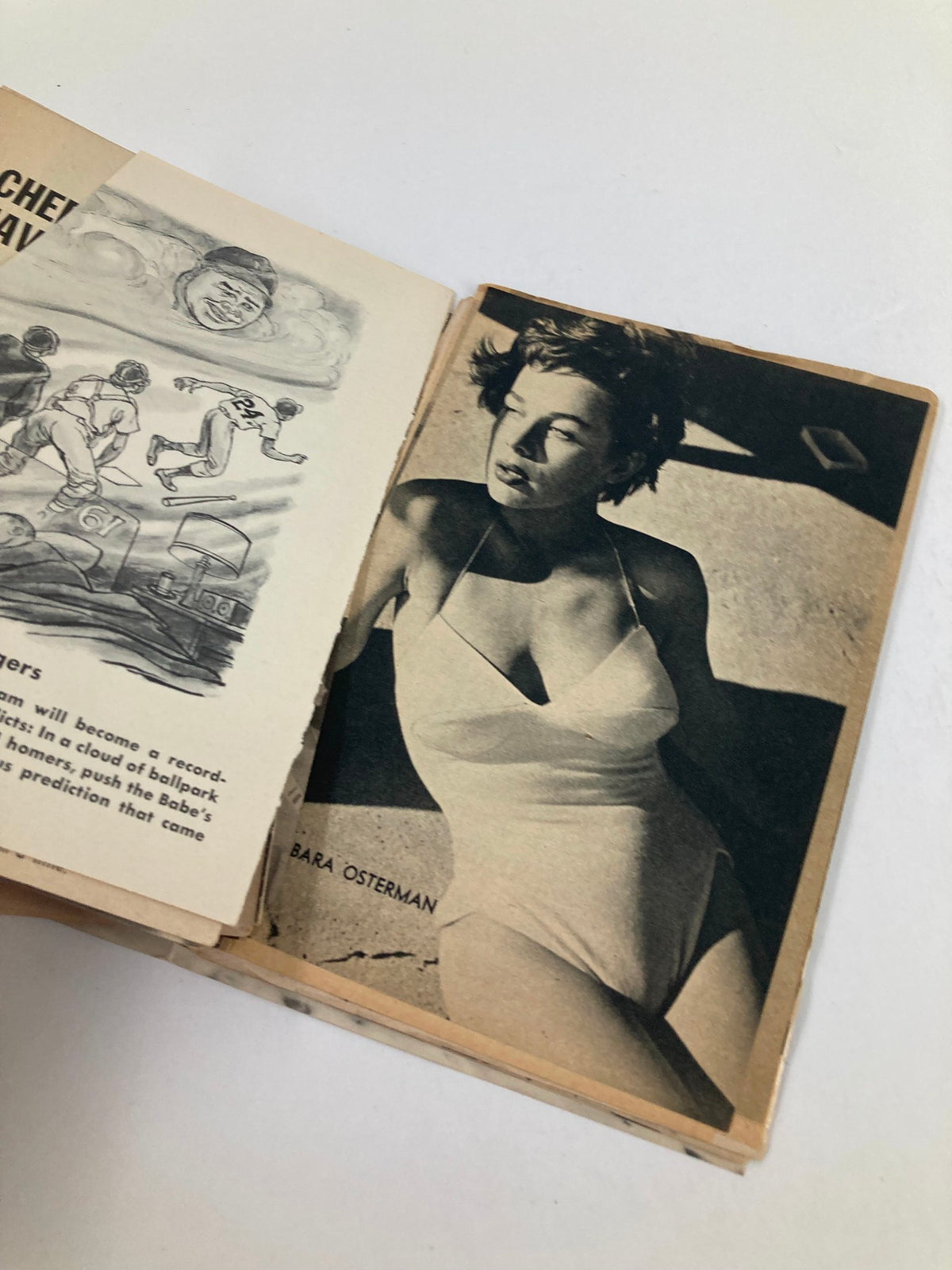 Interior page from VTG Bold Magazine June 1956 displaying a black and white photograph of model Bara Osterman, encapsulating 1950s fashion aesthetics.