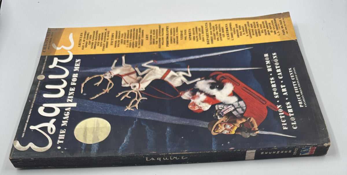 December 1942 Esquire Magazine cover featuring Santa Claus with reindeer, showcasing the Christmas theme, WWII influence, and iconic art style.
