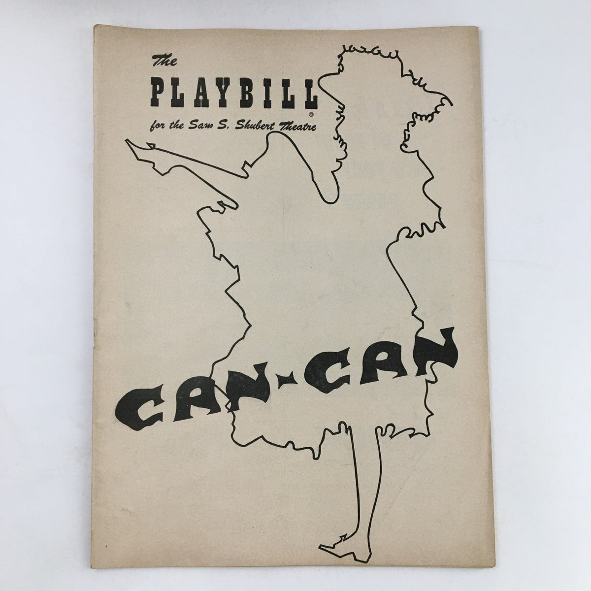 Cover of the 1953 Playbill for Cole Porter's Can-Can, featuring a silhouette design and the title prominently displayed, from the Sam S. Shubert Theatre.