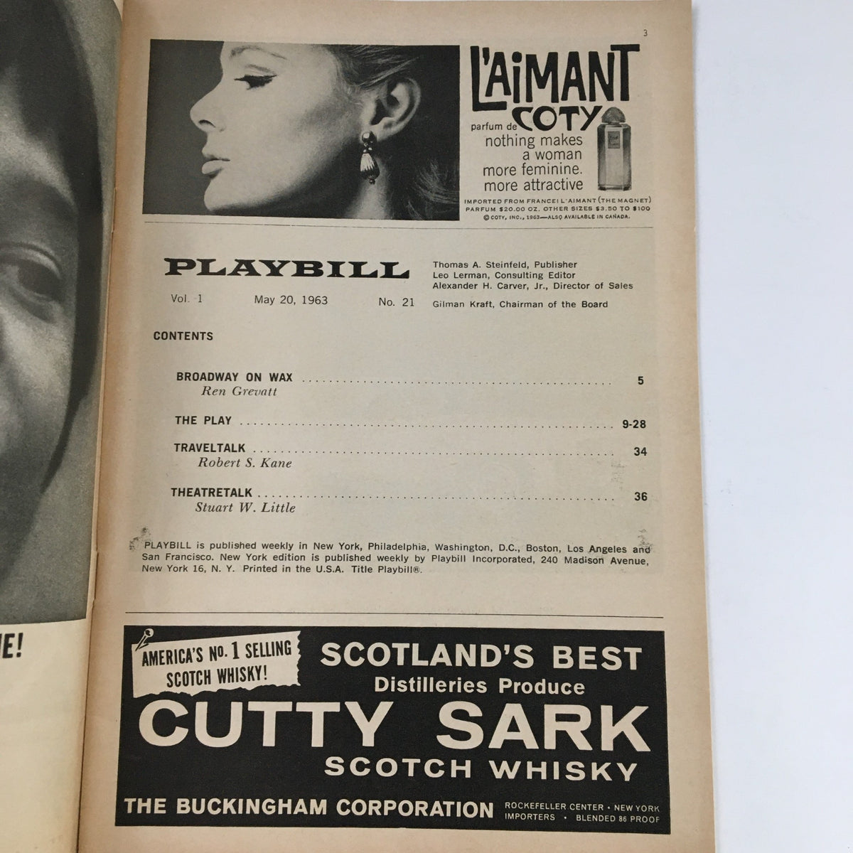 1963 Playbill Henry Miller's Theatre for Enter Laughing, displaying the publication date and additional promotional content.