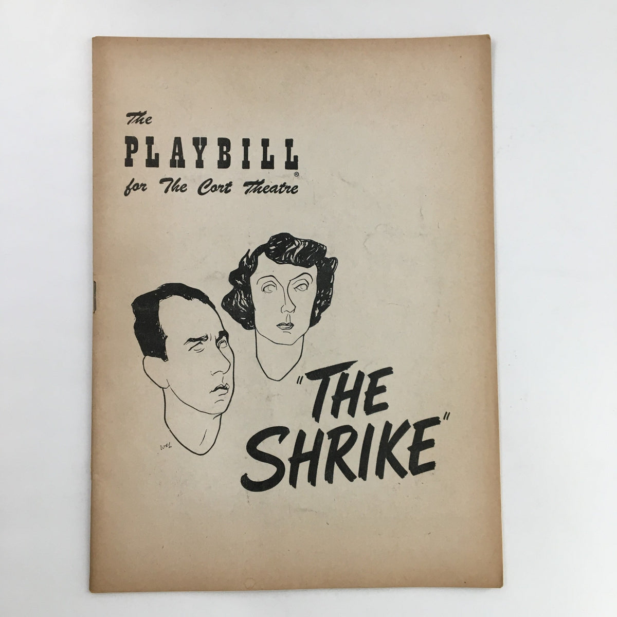 1952 Playbill for The Shrike at the Cort Theatre featuring artwork of characters Jose Ferrer and Judith Evelyn.