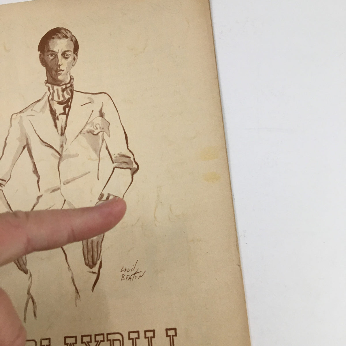 Close-up of the 1946 Playbill from Adelphi Theatre featuring Ray Bolger, highlighting intricate details of the artwork.