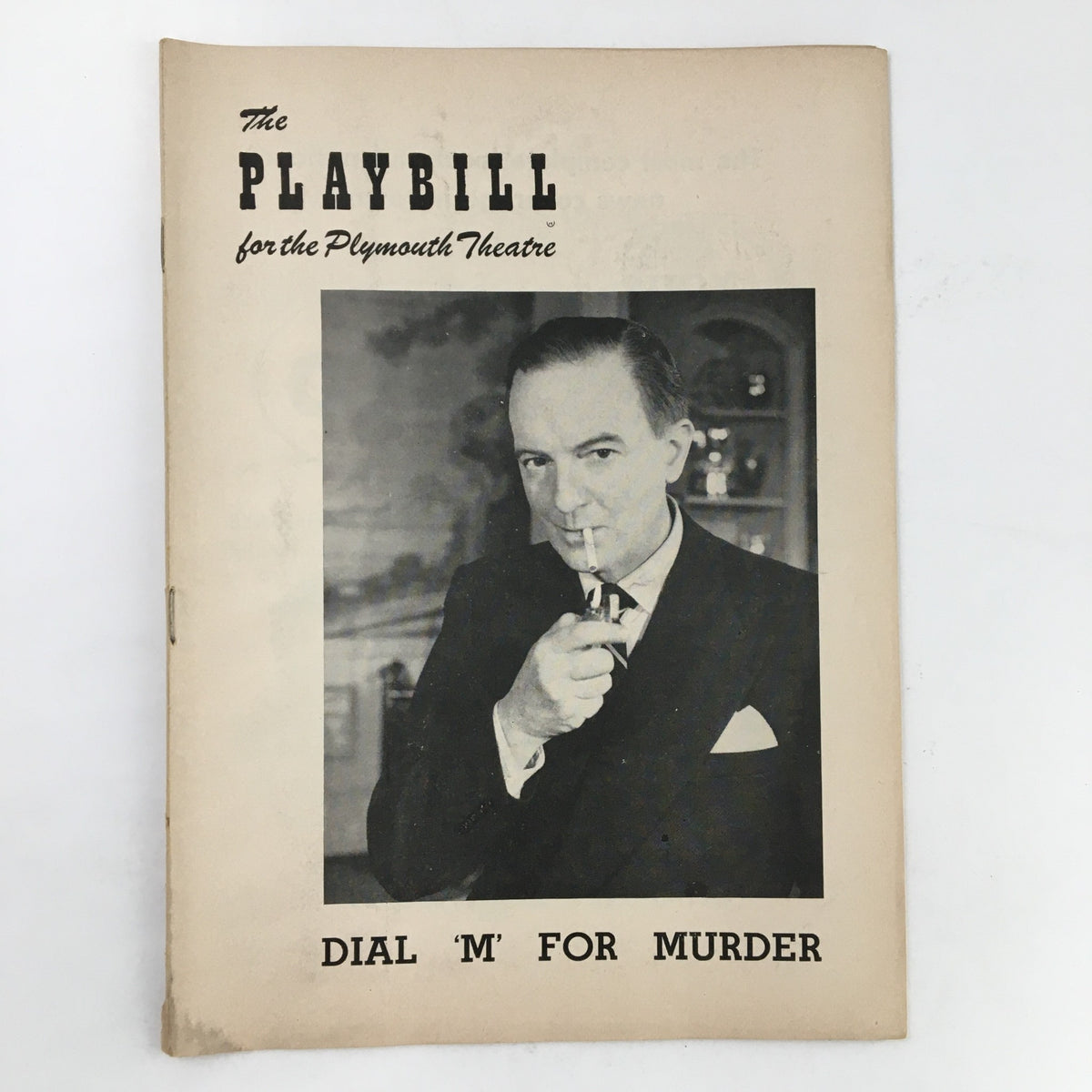 1953 Playbill for Dial M For Murder featuring a vintage design, showcasing a theatrical performance at the Plymouth Theatre.