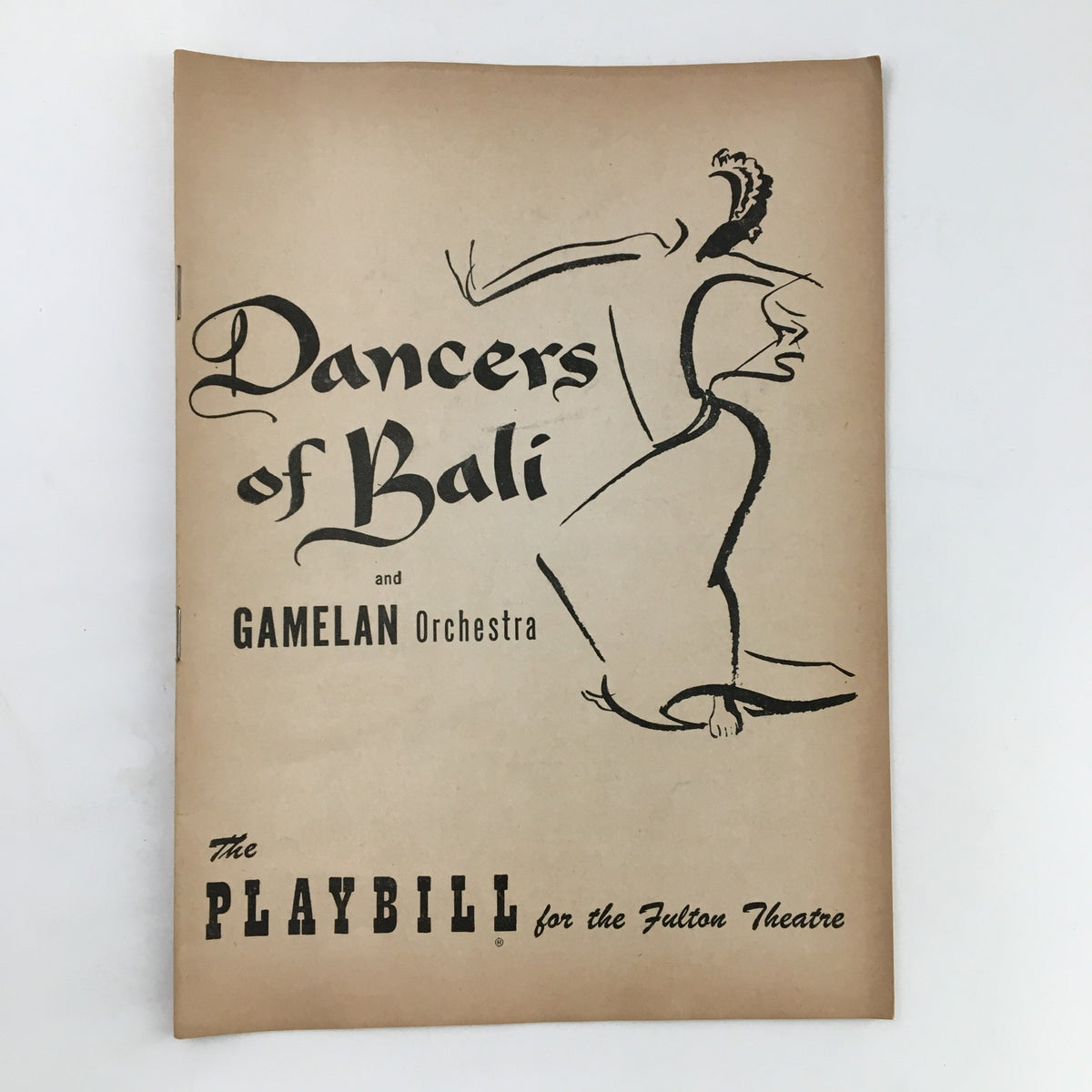 1952 Playbill titled 'Dancers of Bali and Gamelan Orchestra' featuring artistic illustration and title typography.