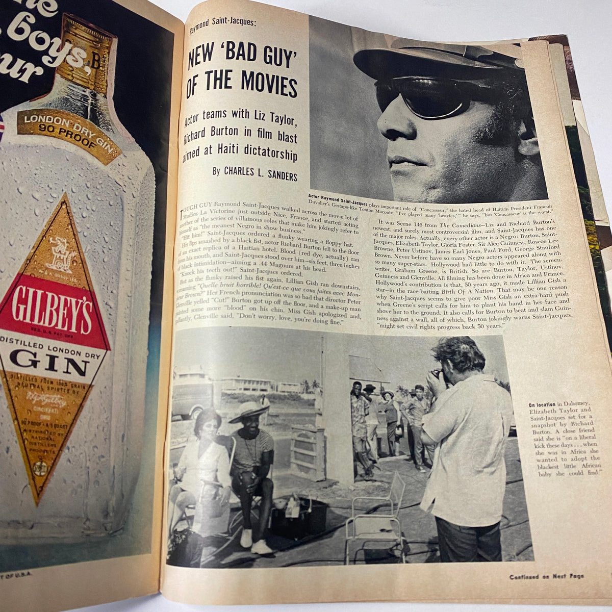 Ebony Magazine June 1967 - Article featuring Raymond St. Jacques, Richard Burton, and Elizabeth Taylor discussing the film 'The Comedians' and its critique of Haitian dictatorship.