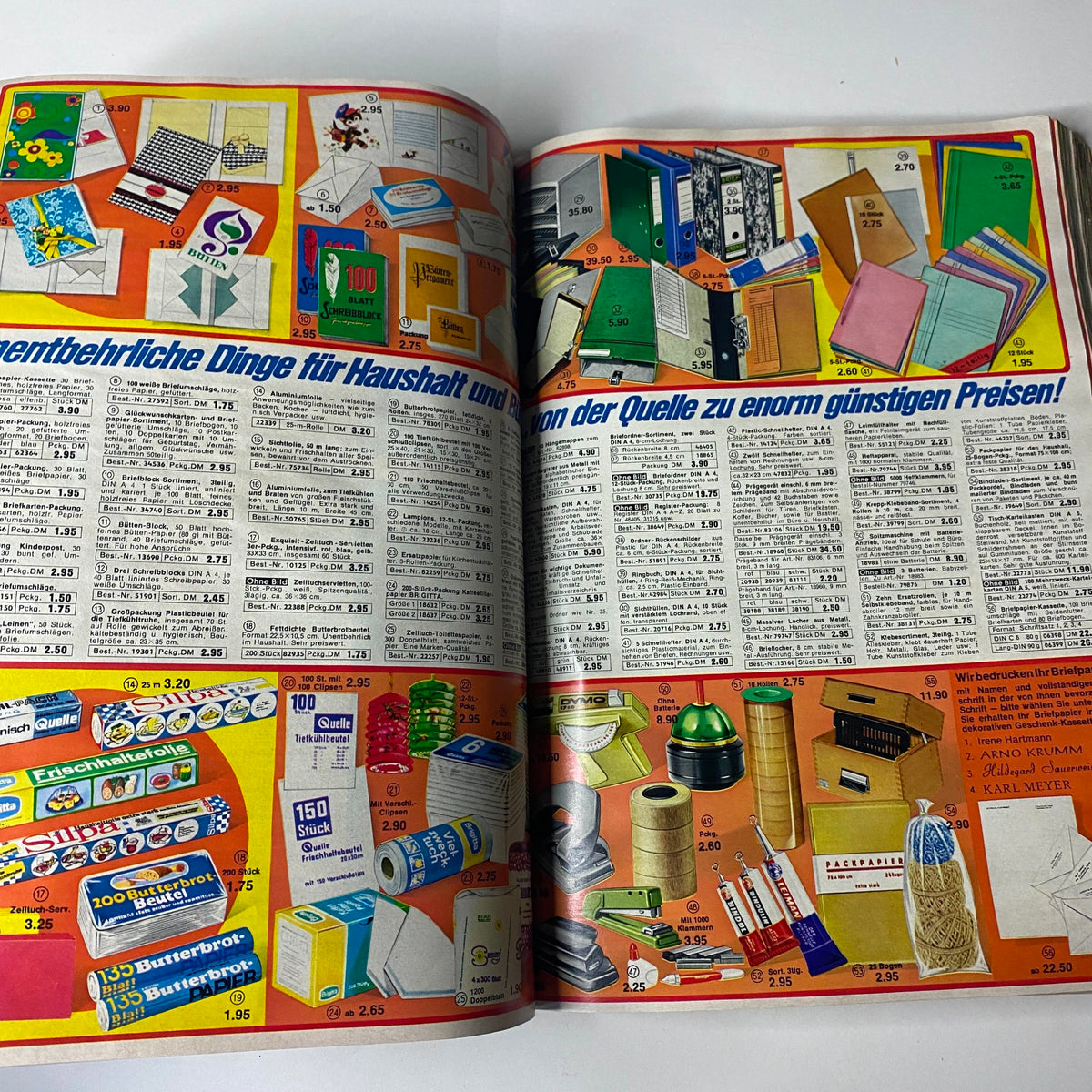 1969 - 1970 Quelle Winter Catalog featuring various household items and office supplies for sale, reflecting the range of products offered in the late 1960s.