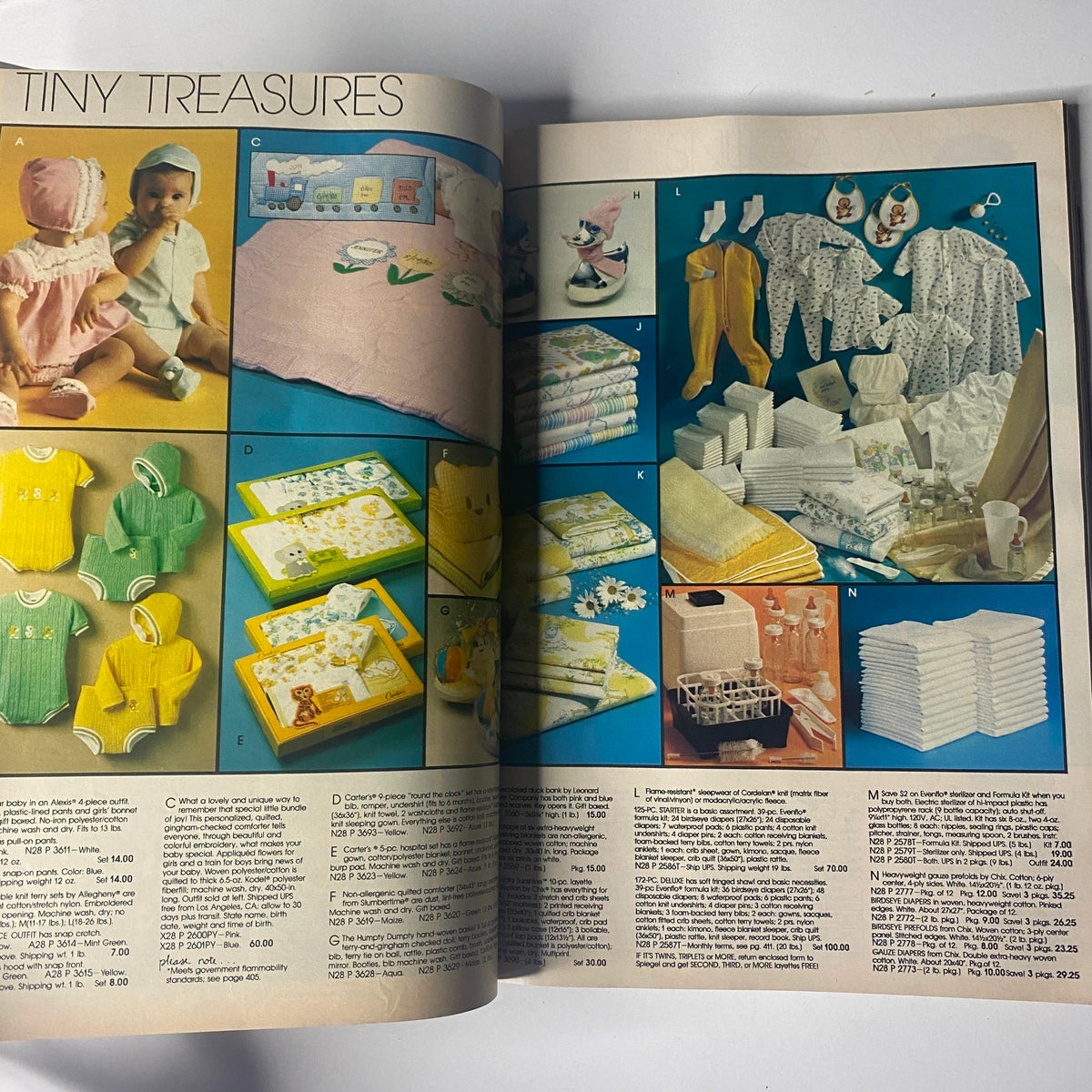 1980 Spiegel Fall and Winter Catalog displaying a variety of baby and toddler accessories, emphasizing practical yet stylish items for infants.