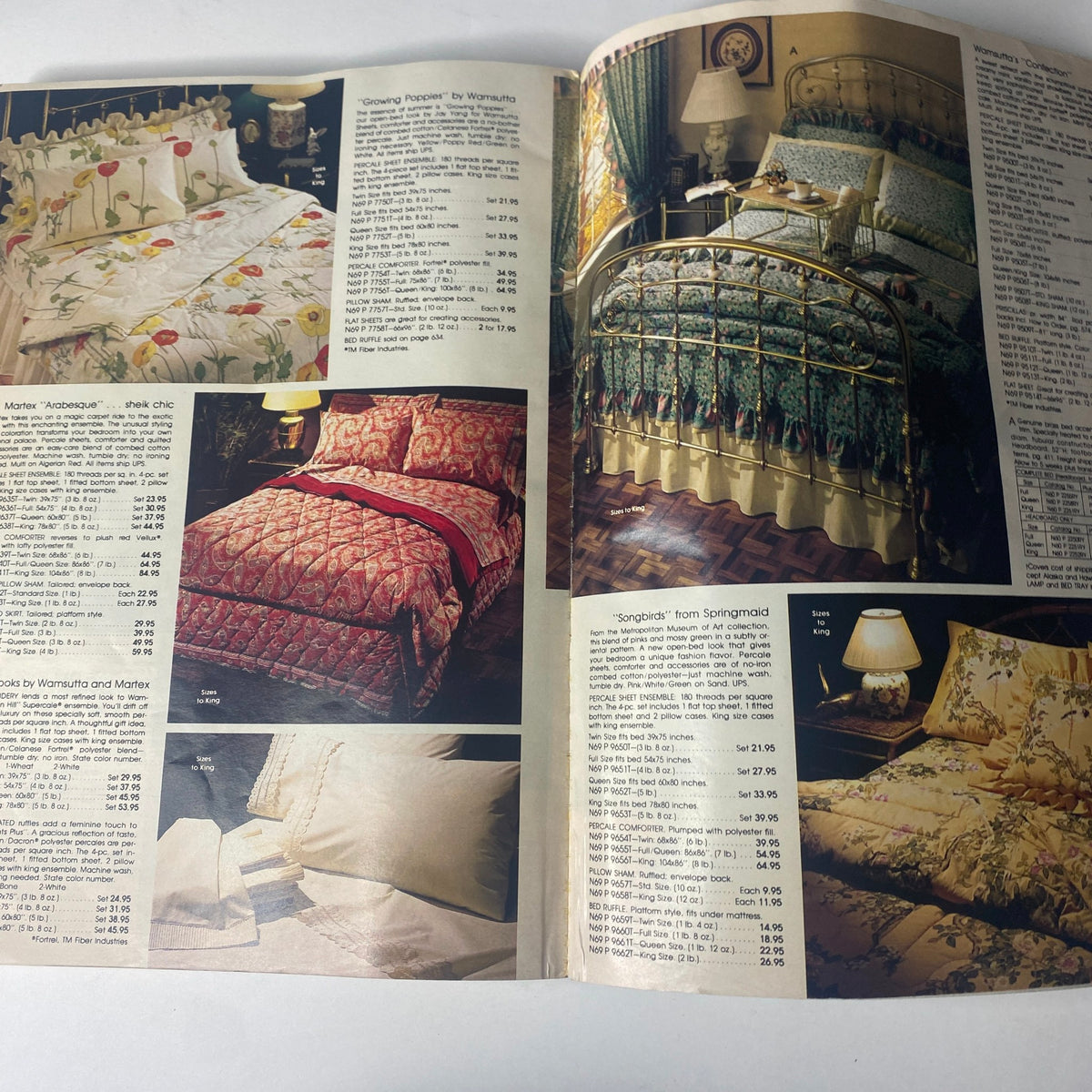1980 Spiegel Fall and Winter Catalog presenting a variety of luxurious bedding options with intricate patterns and color palettes for stylish bedrooms.