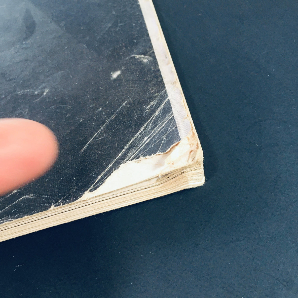 Close-up of the edge of the VTG Stereo Review Magazine October 1969 showing minor wear and protective covering.