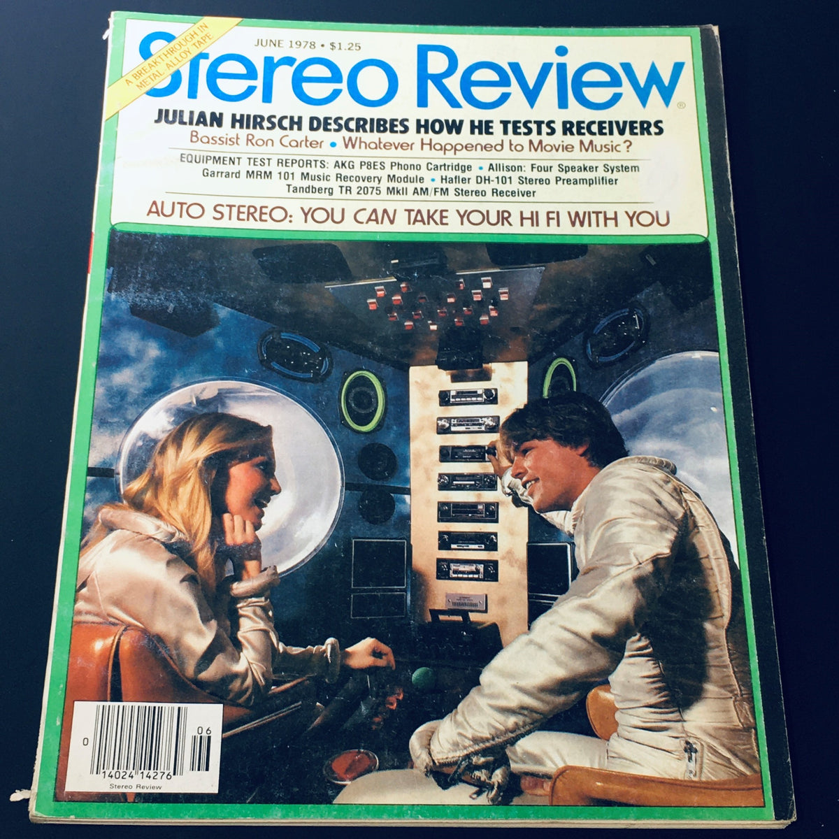 Cover of VTG Stereo Review Magazine June 1978 featuring Julian Hirsch, with a focus on Bassist Ron Carter. The magazine showcases vintage audio technology and music culture from the late 1970s, displaying a colorful and captivating design.