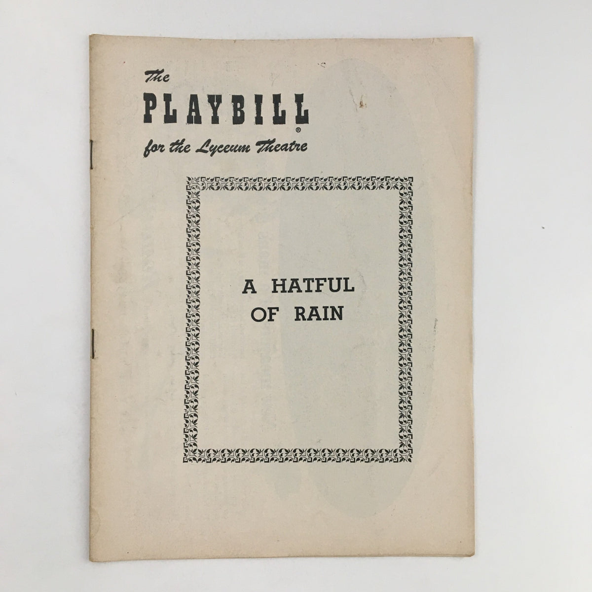 1956 Playbill for the Lyceum Theatre featuring A Hateful of Rain, showcasing the vintage design and historical significance of Shelley Winters' performance.