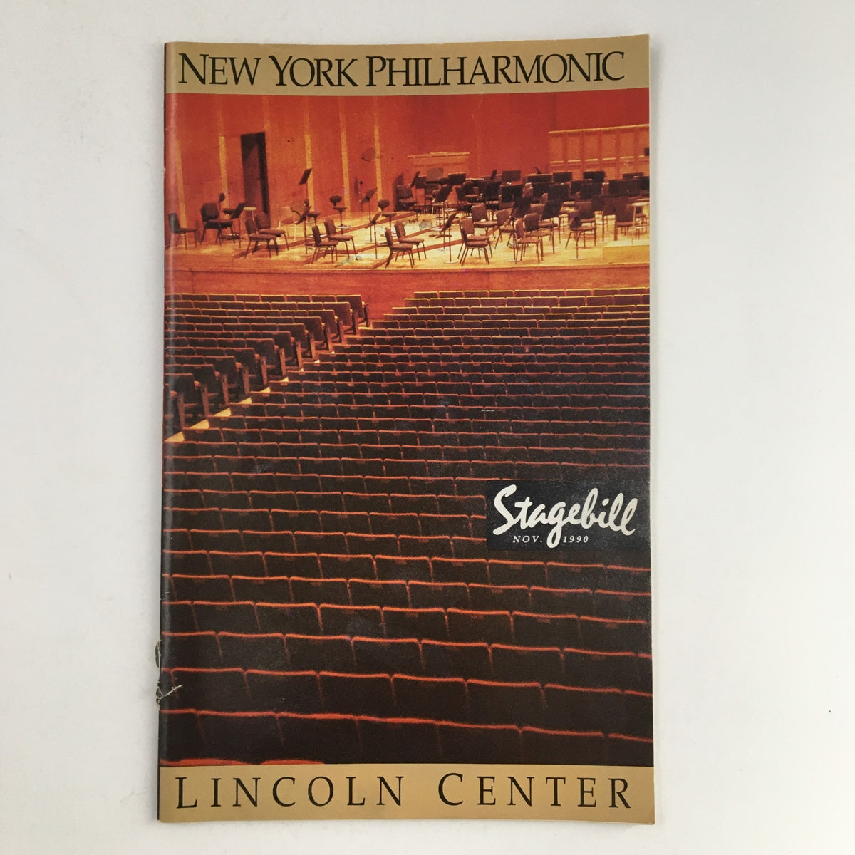 1990 Stagebill New York Philharmonic & Lincoln Center cover featuring a concert hall with empty seats, showcasing the setting for The Bel Canto Mystique performance.