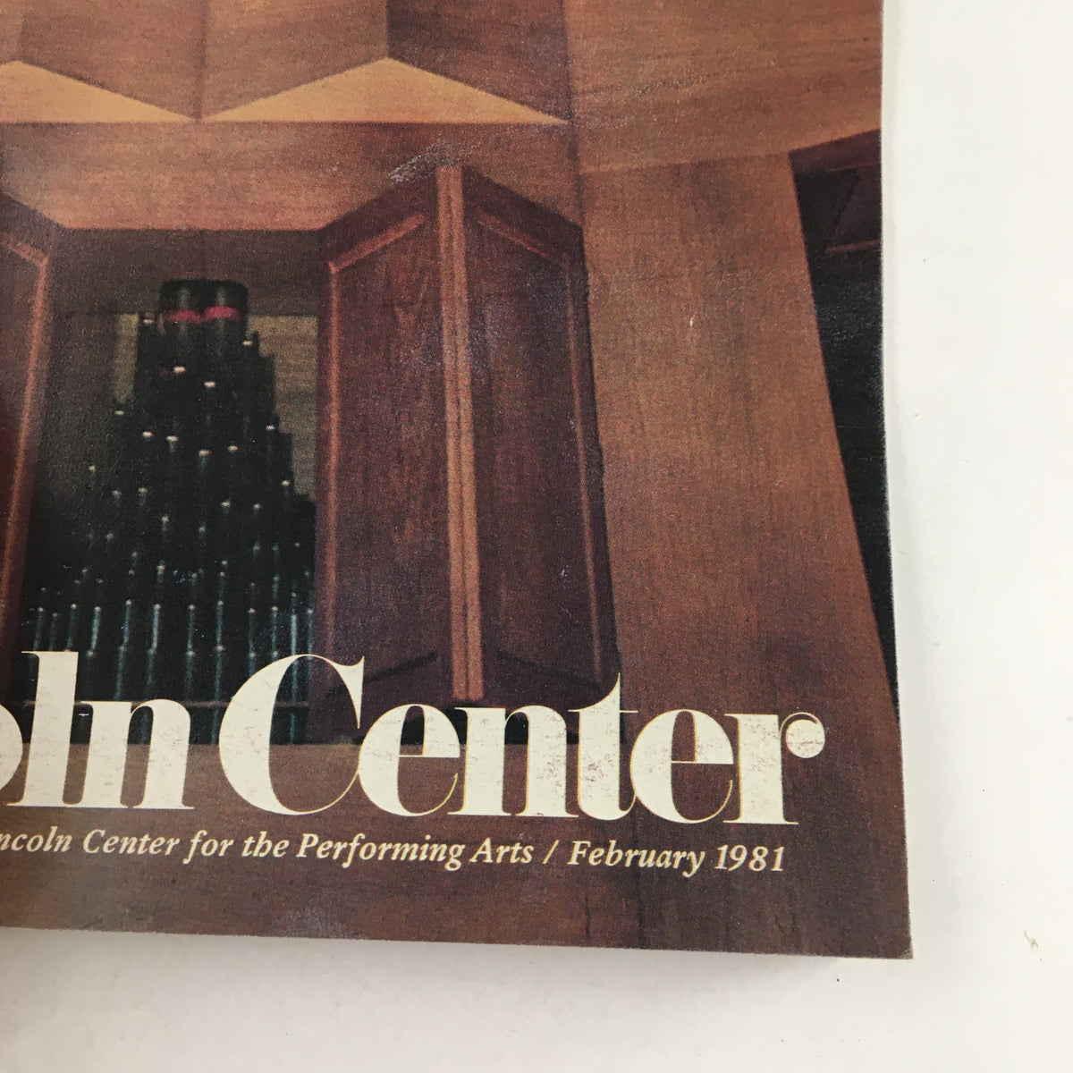 Close-up image of the 1981 Stagebill Lincoln Center Present A Paris Parade & An American Playwright highlighting the Lincoln Center logo and date February 1981.