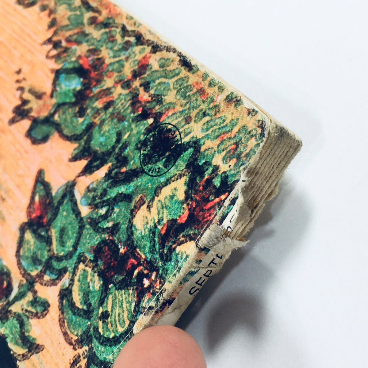 Close-up view of the spine and edge of the VTG HiFi Stereo Review Magazine from September 1963, showcasing its vintage design and wear, including a visible address label and minor imperfections.