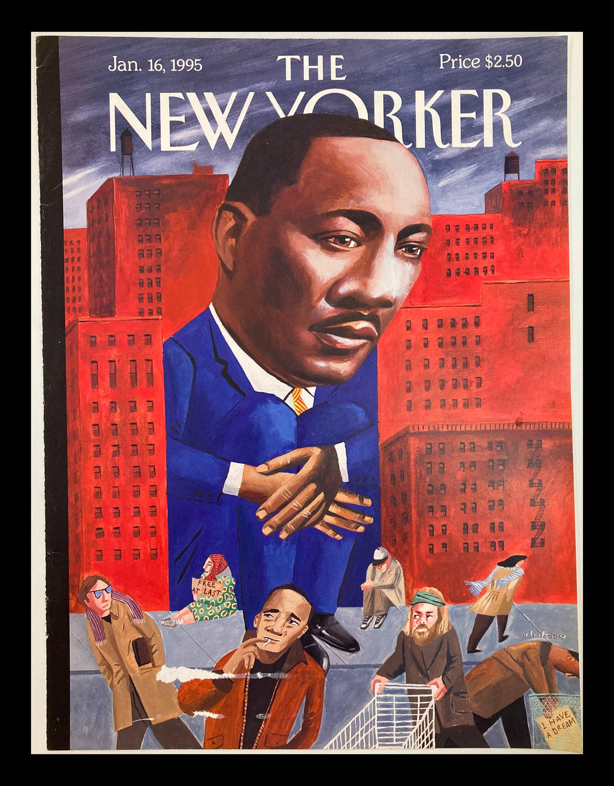 The New Yorker Cover January 16 1995 featuring an illustration of Martin Luther King Jr. by M. Ulriksen, showcasing a vivid artwork with a prominent depiction of King surrounded by city life.