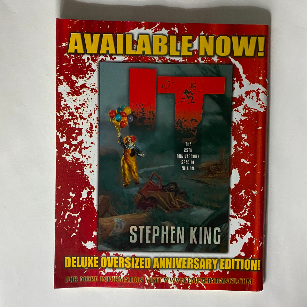 Promotional page from Cemetery Dance Magazine 2011 #65 advertising the 2015 anniversary edition of Stephen King's IT, featuring an eye-catching design.