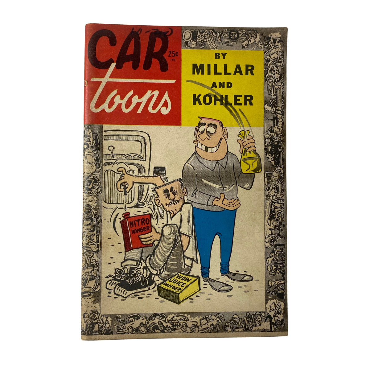 1959 First Edition Car Toons Comic Magazine cover by Millar and Kohler showcasing a humorous illustration involving automotive themes, vintage design, and retro comic art.