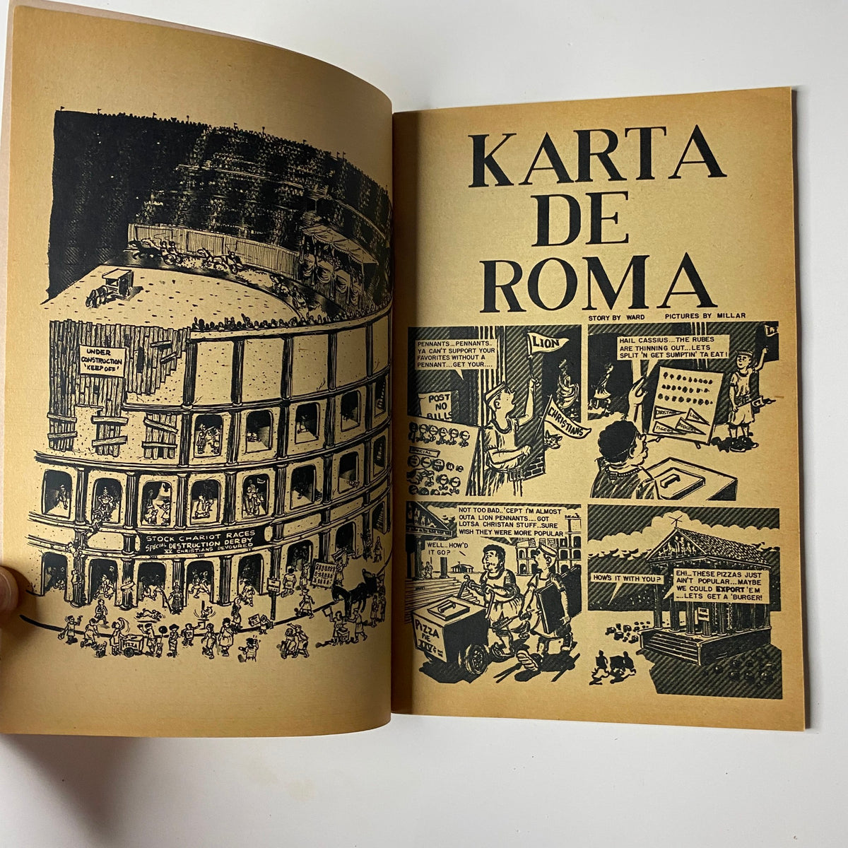 Inside page of the 1960 Second Edition Car Toons Comic Magazine by Millar and Williams, featuring the comic 'Karta de Roma', showcasing vintage comic artwork and storytelling.