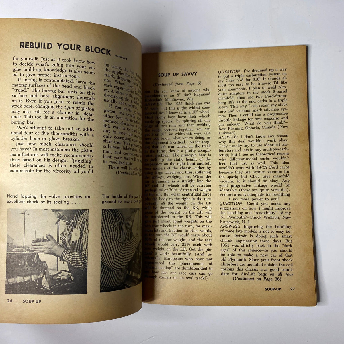 Interior page from Soup-Up Magazine June 1960, featuring an article on how to rebuild your engine block for improved performance. The page includes text and diagrams related to engine tuning, aimed at hot rod enthusiasts.