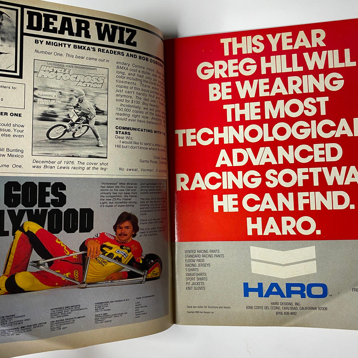 Inside page of BMX Action Magazine April 1983 Vol 8 No. 4 with the 'Dear Wiz' column discussing BMX topics and reader inquiries.