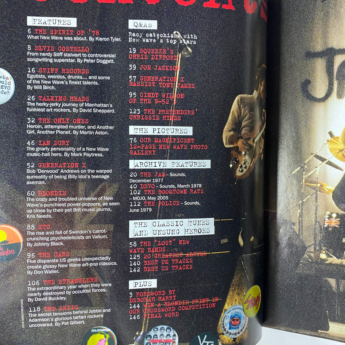 Inside pages of Mojo Classic Magazine showing the table of contents for Blondie: The Untold Story, detailing features and archival articles related to iconic New Wave music.