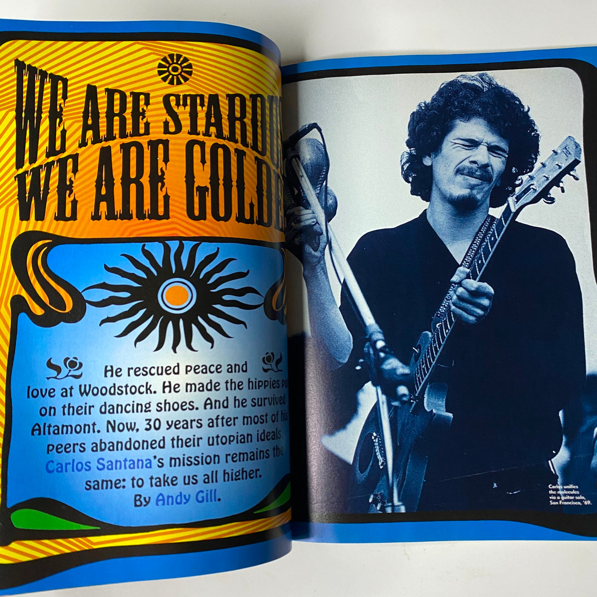 Mojo Music Magazine September 1999 feature on Carlos Santana, showcasing his influence on rock music and culture.
