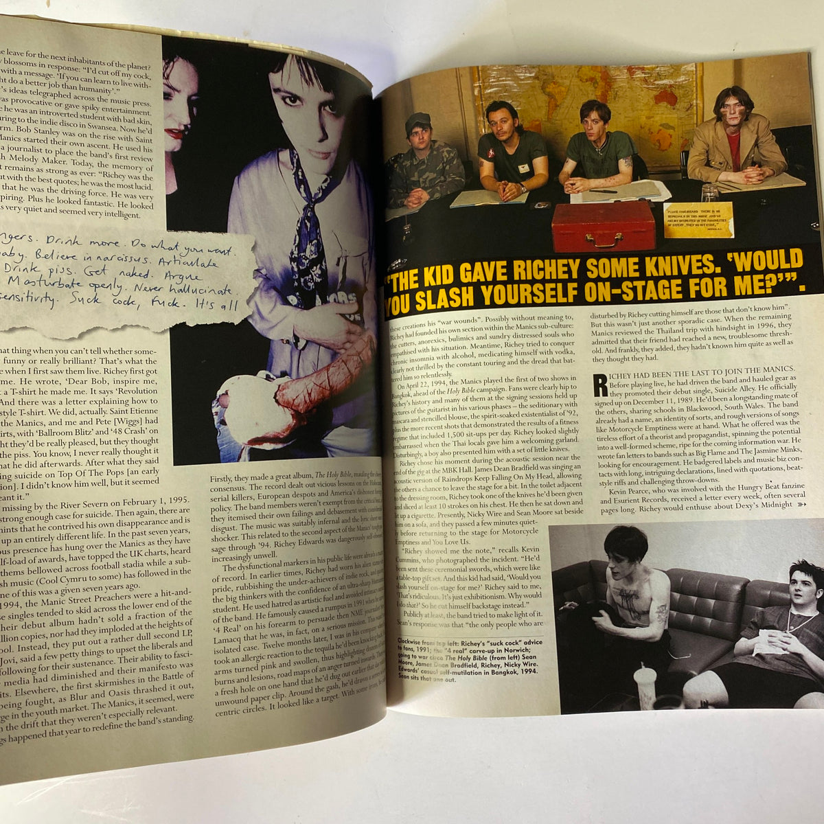 Another page from Mojo Music Magazine February 2002 discussing Richey Manic and his band, the Manic Street Preachers, along with additional photography and text.