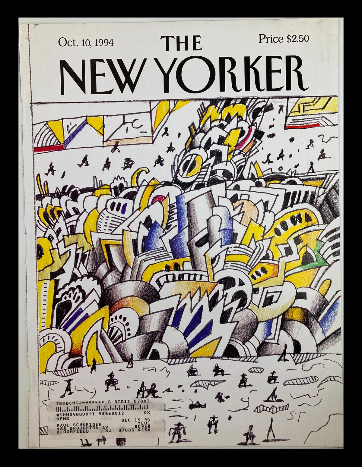 Cover of The New Yorker dated October 10, 1994, featuring the illustration 'Canal Traffic Street' by Saul Steinberg, showcasing vibrant colors and whimsical art.