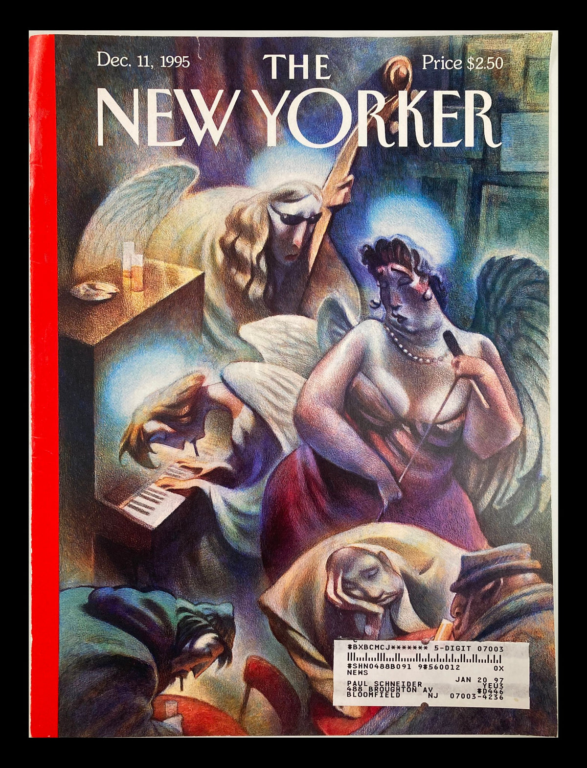 Cover of The New Yorker magazine dated December 11, 1995, featuring the artwork titled 'Heavenly Blues' by Carter Goodrich. The illustration depicts ethereal figures and vibrant colors, showcasing the artistic style of the publication.