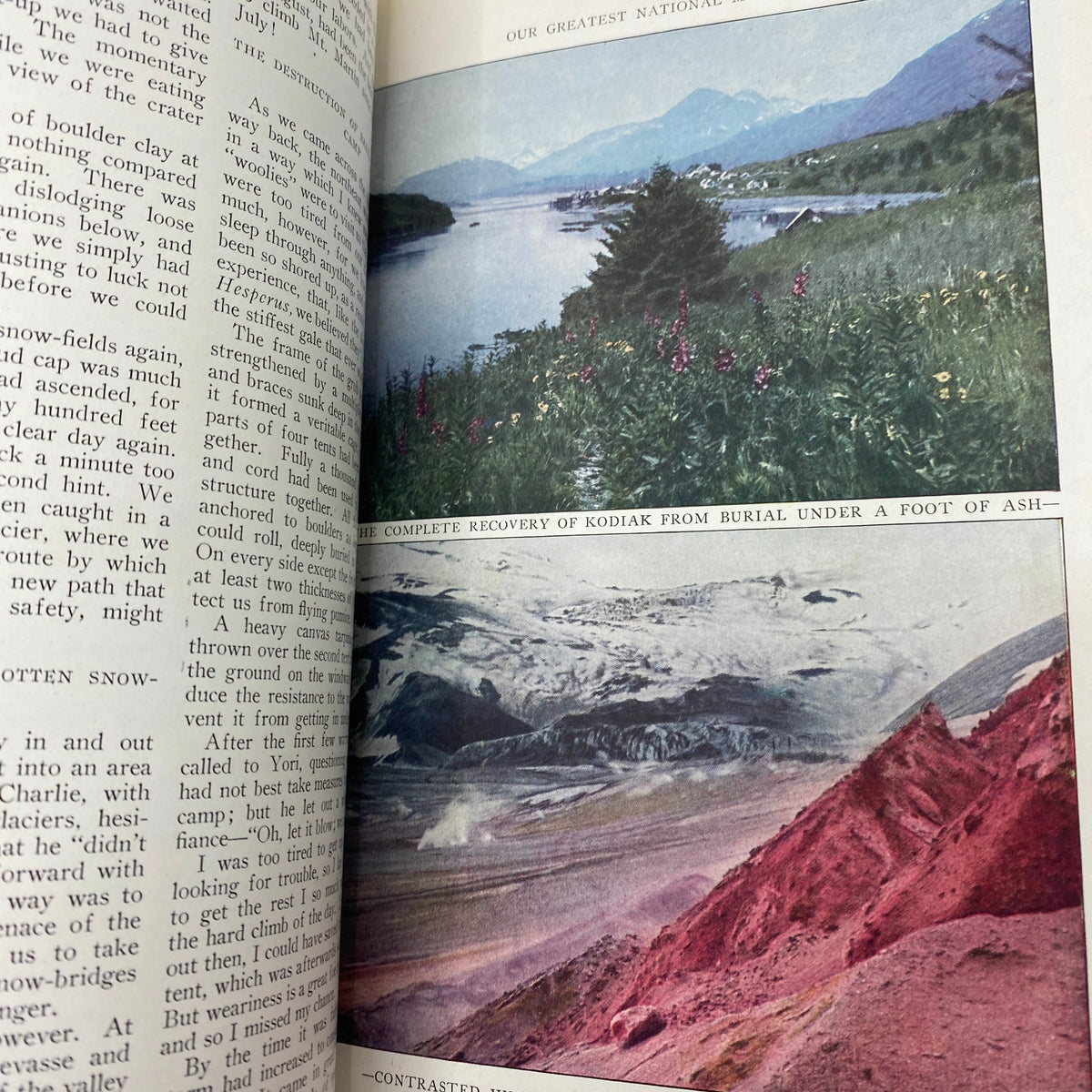 Interior page of National Geographic Magazine from September 1921 showcasing scenic photography related to 'Our Greatest National Monument'.
