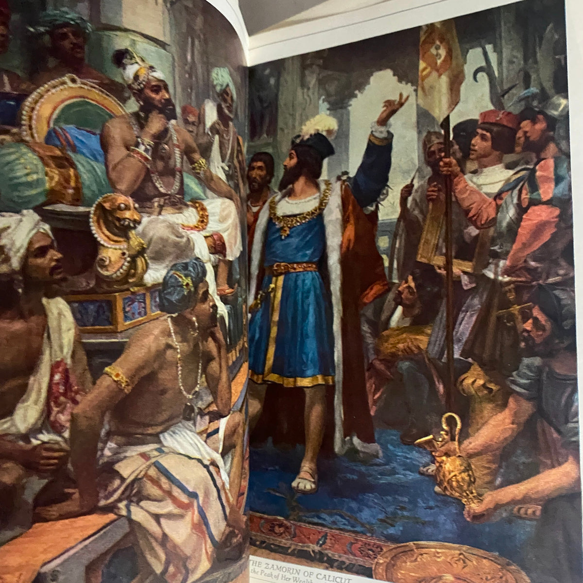 Interior illustration from National Geographic Magazine November 1927 depicting a historical scene related to Vasco da Gama's exploration.