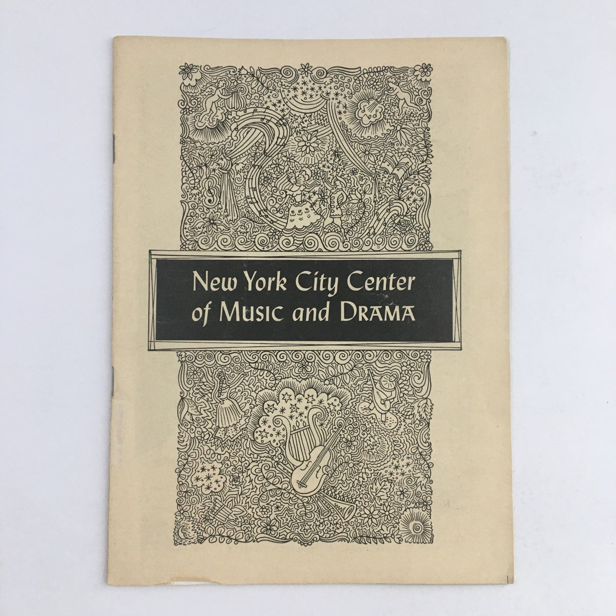 Cover of the 1949 New York City Center of Music and Drama Present Fall Season program featuring intricate illustrations and the title prominently displayed.