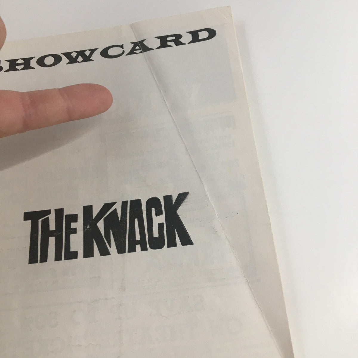 Close-up image of the 1965 Showcard for The Knack, highlighting the title in bold typography.