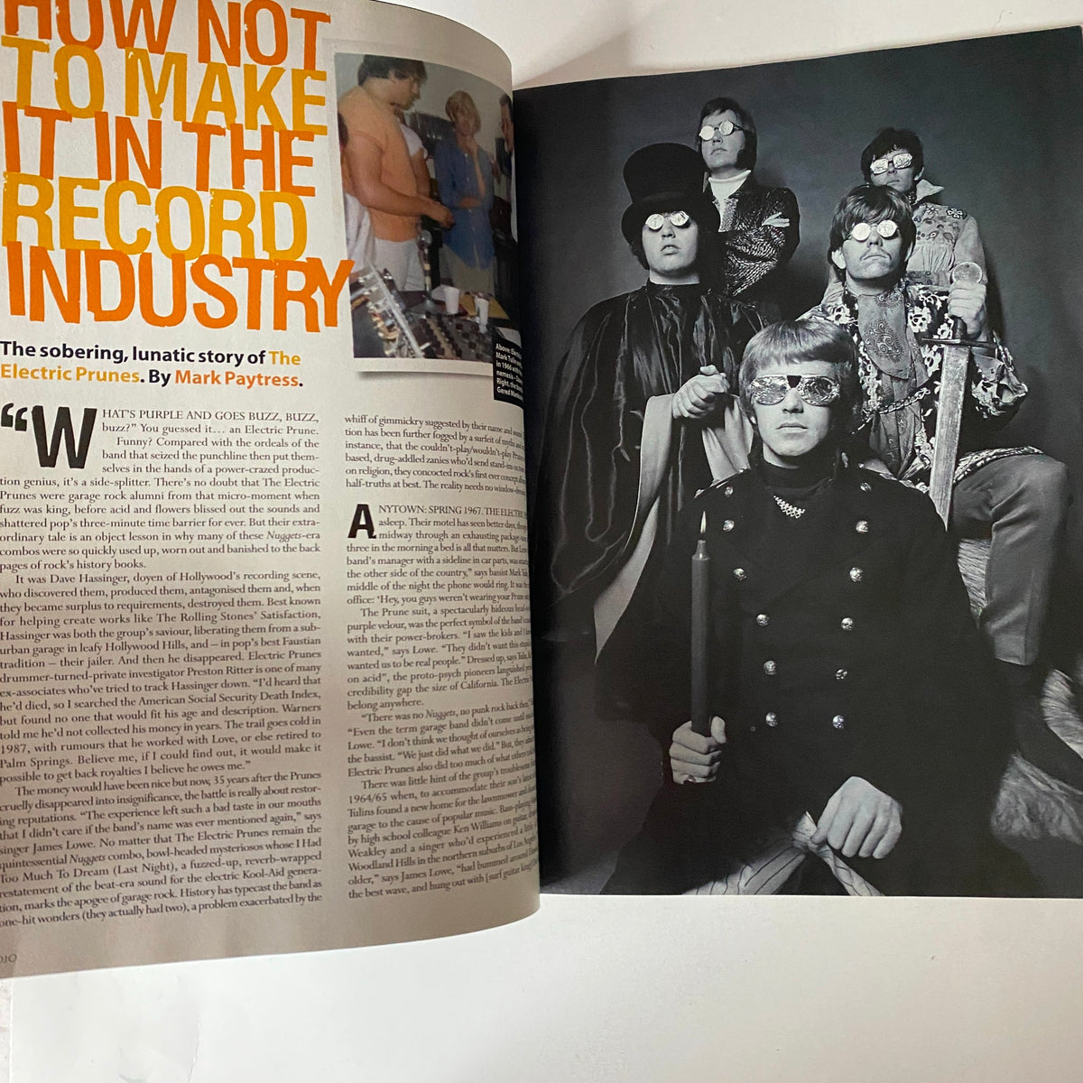 Mojo Music Magazine June 2003 spread showcasing The Electric Prunes with discussion on the record industry featuring a bold title overlay.