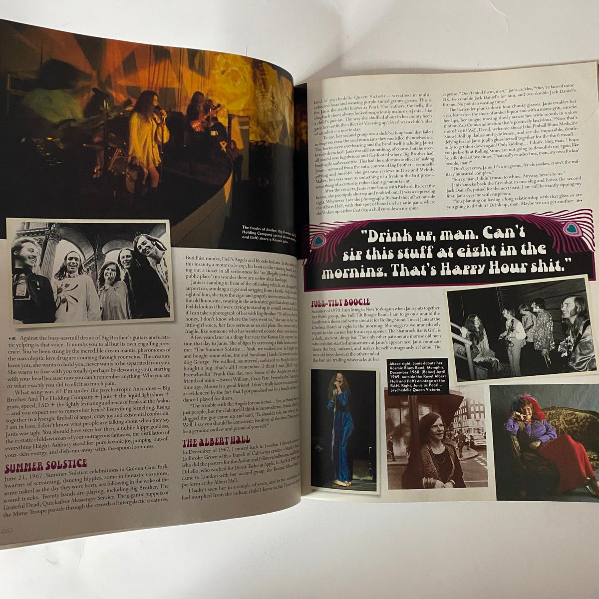 Another interior page from Mojo Music Magazine June 2000 detailing Janis Joplin's journey with quotes and photographs, providing a rich narrative about her life and artistry.