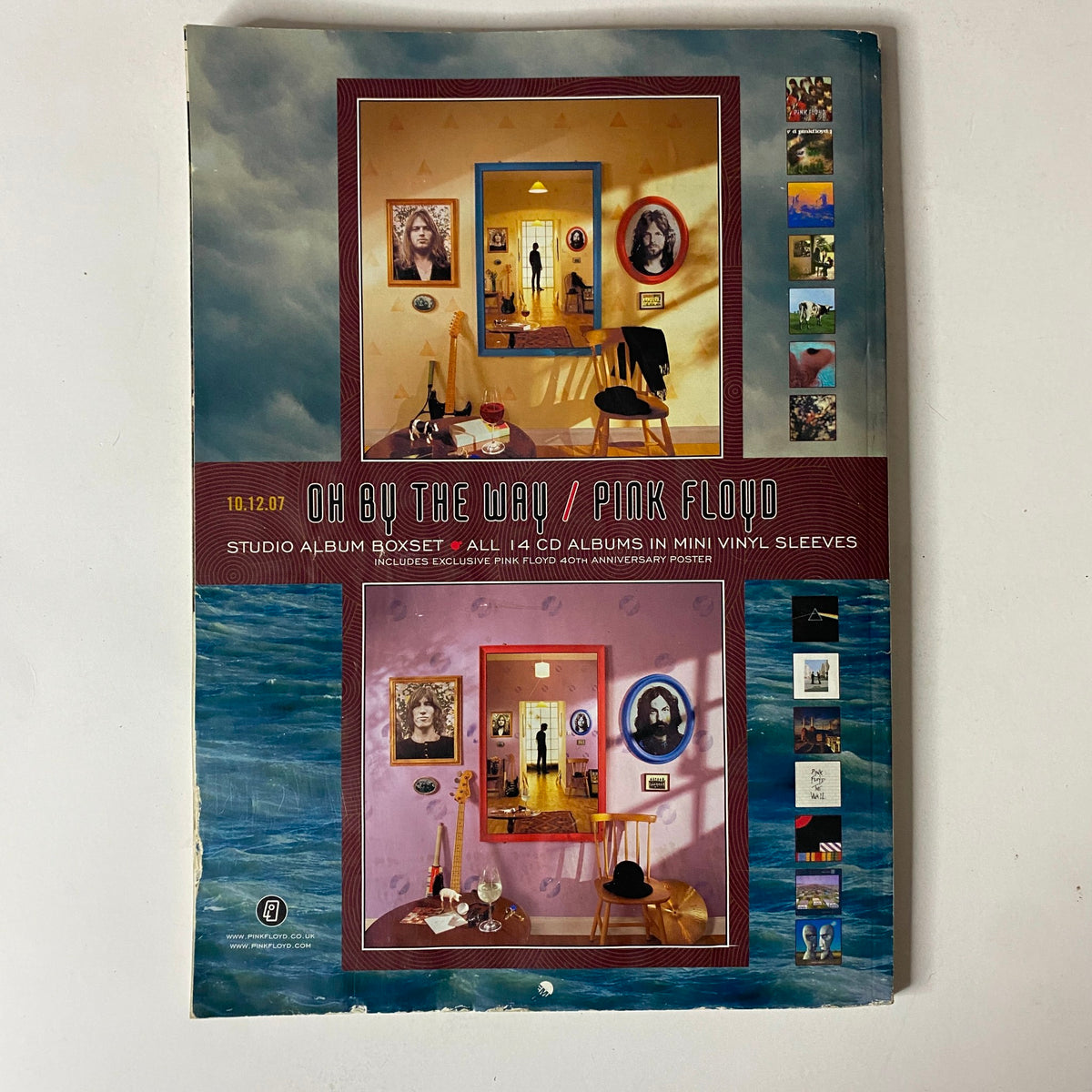 Promotional page for Pink Floyd's album box set featured in Mojo Music Magazine January 2008, showcasing album covers and special editions.