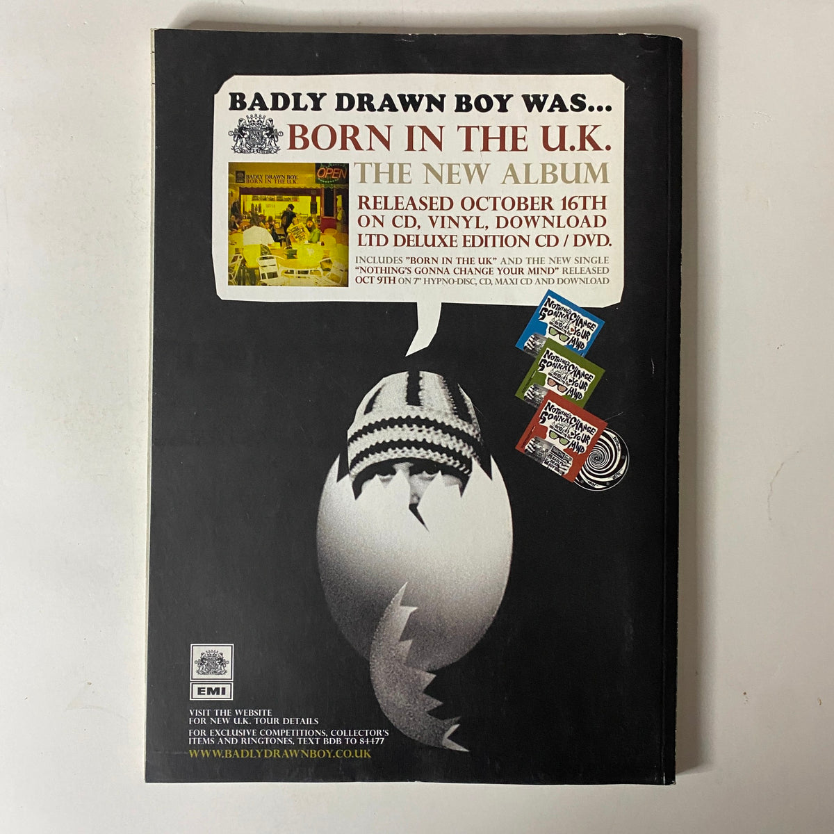 Mojo Music Magazine November 2006 Jimi Hendrix Cover depicting the back cover advertisement for Badly Drawn Boy's album, showcasing collectible music content.
