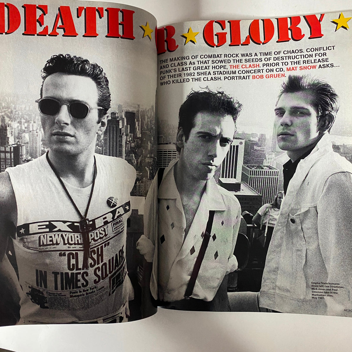 Mojo Music Magazine November 2008 showcasing The Clash, with an in-depth article titled 'Death or Glory' discussing the band's impact on combat rock and cultural chaos.