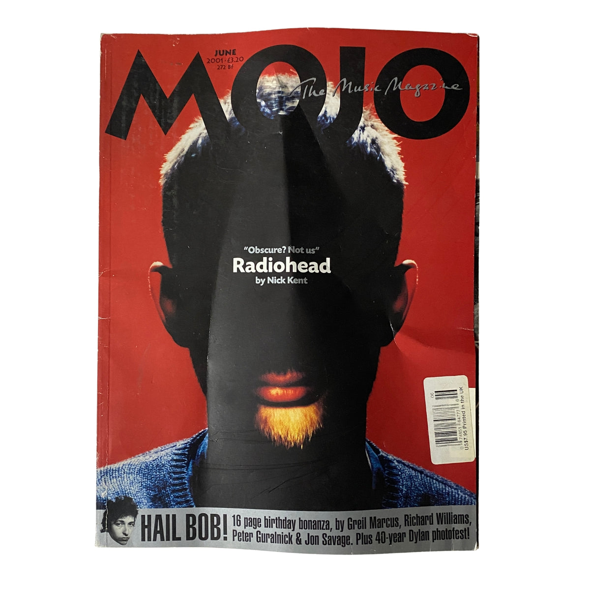 Mojo Music Magazine June 2001 featuring Radiohead by Nick Kent, showcasing a striking cover image with a bold red background.