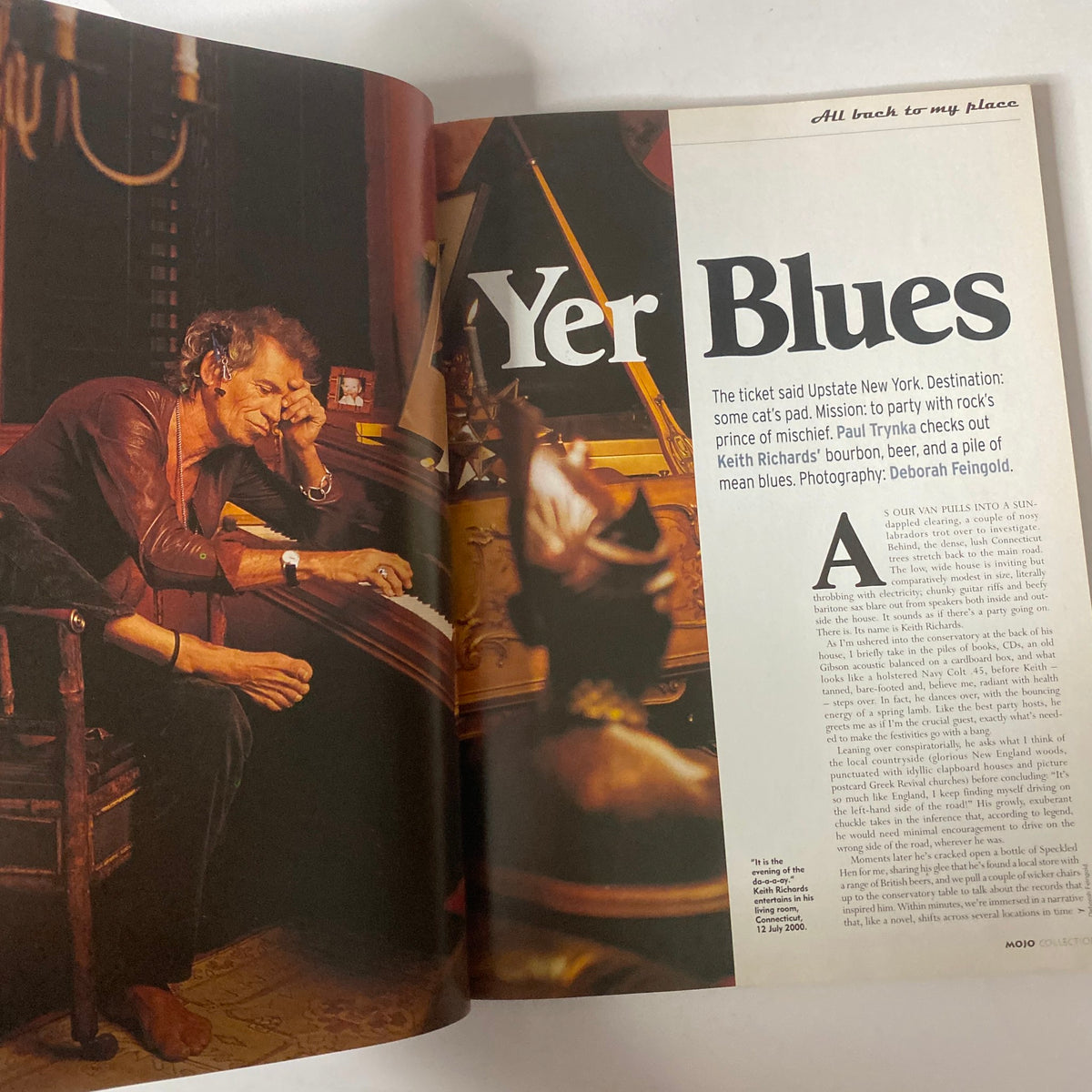 Article page from Mojo Collections Magazine Winter 2000 titled 'Yer Blues,' featuring Keith Richards reflecting on his musical journey and inspirations.