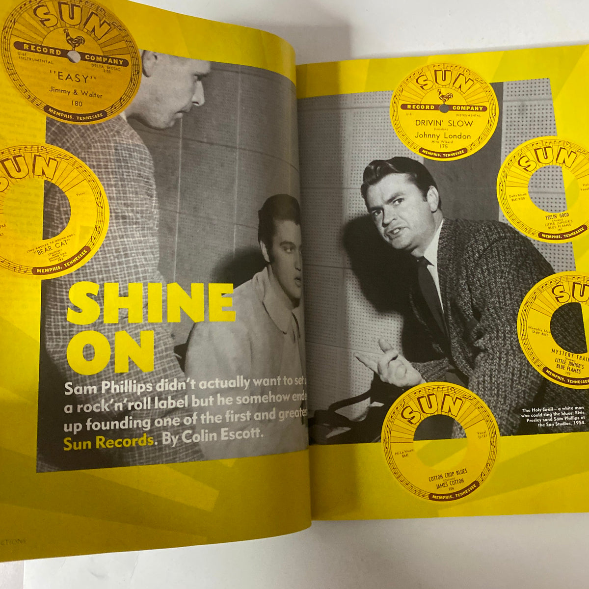 Feature spread from Mojo Collections Magazine Spring 2001, discussing Sam Phillips and the creation of Sun Records. An informative look into rock history and its influential figures.