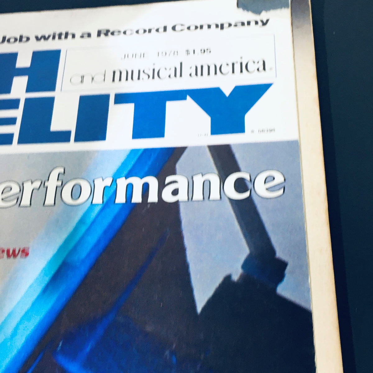 Close-up of the cover of High Fidelity Magazine June 1978, highlighting the title and main topic on speaker performance with brand references.