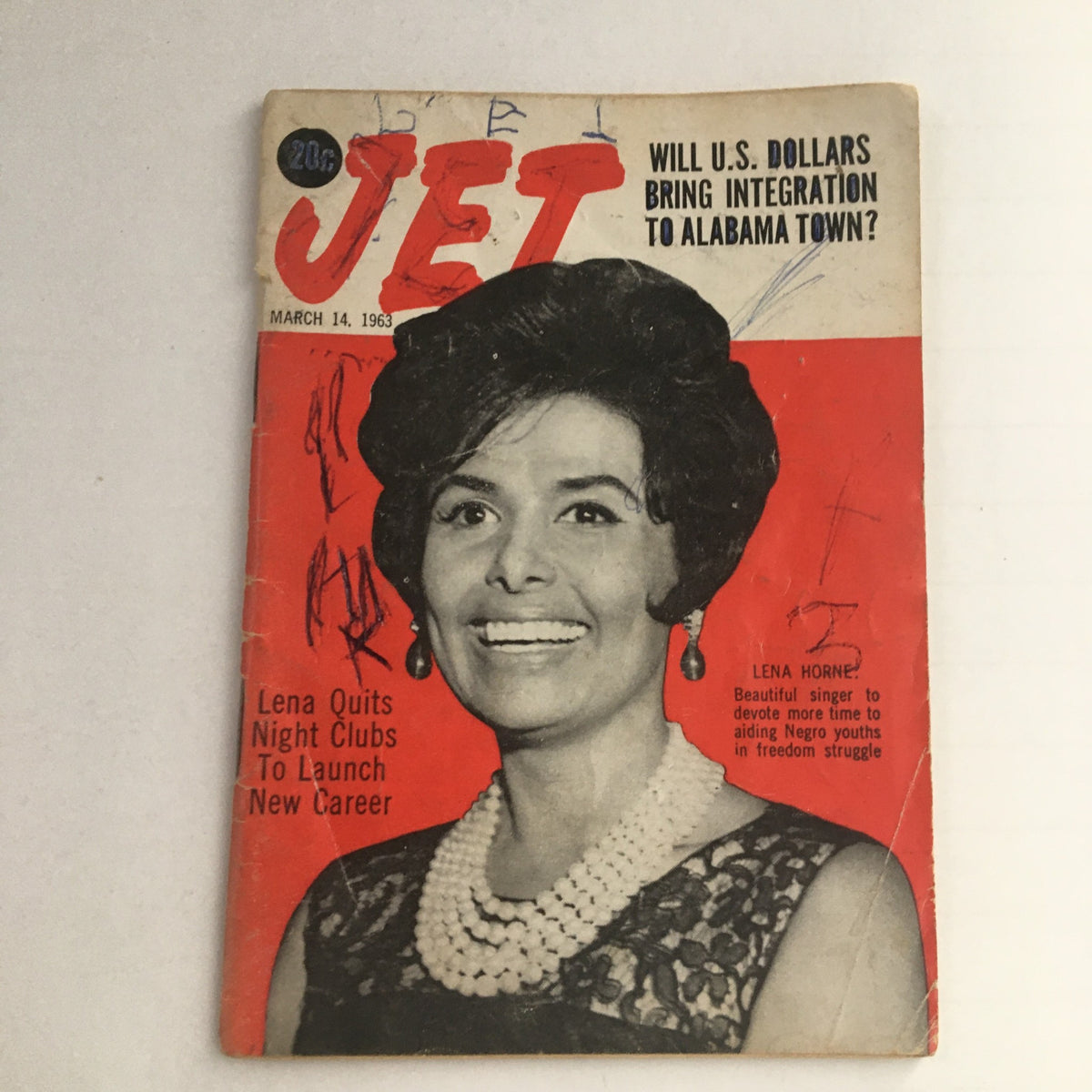 Jet Magazine March 14 1963 cover featuring Lena Horne, highlighting her commitment to aiding Negro youths during the civil rights movement.