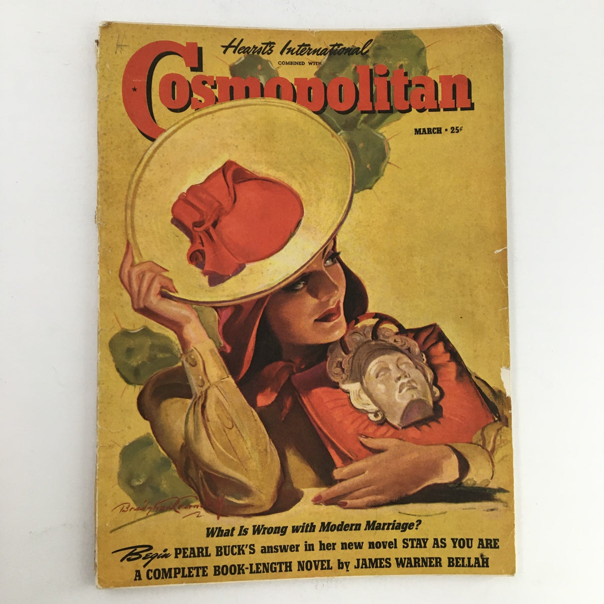 Cover of VTG Cosmopolitan Magazine March 1940 titled 'The South American Way' featuring a woman in a wide-brimmed hat.