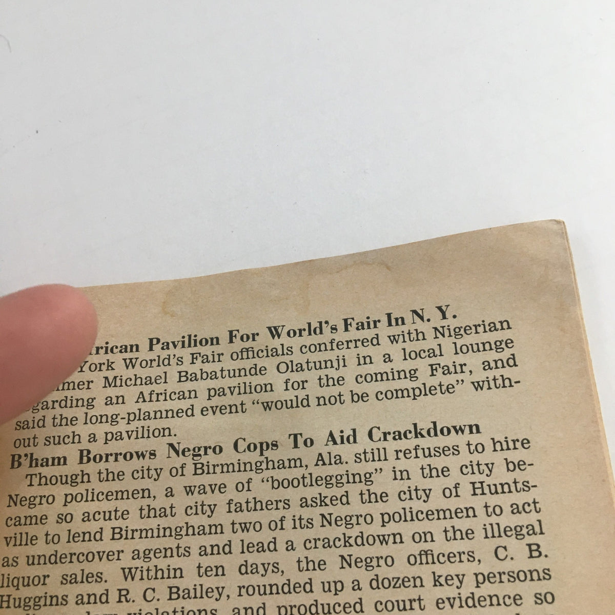 Text page from Jet Magazine February 20, 1964 discussing the African Pavilion for the World’s Fair and related socio-political issues.