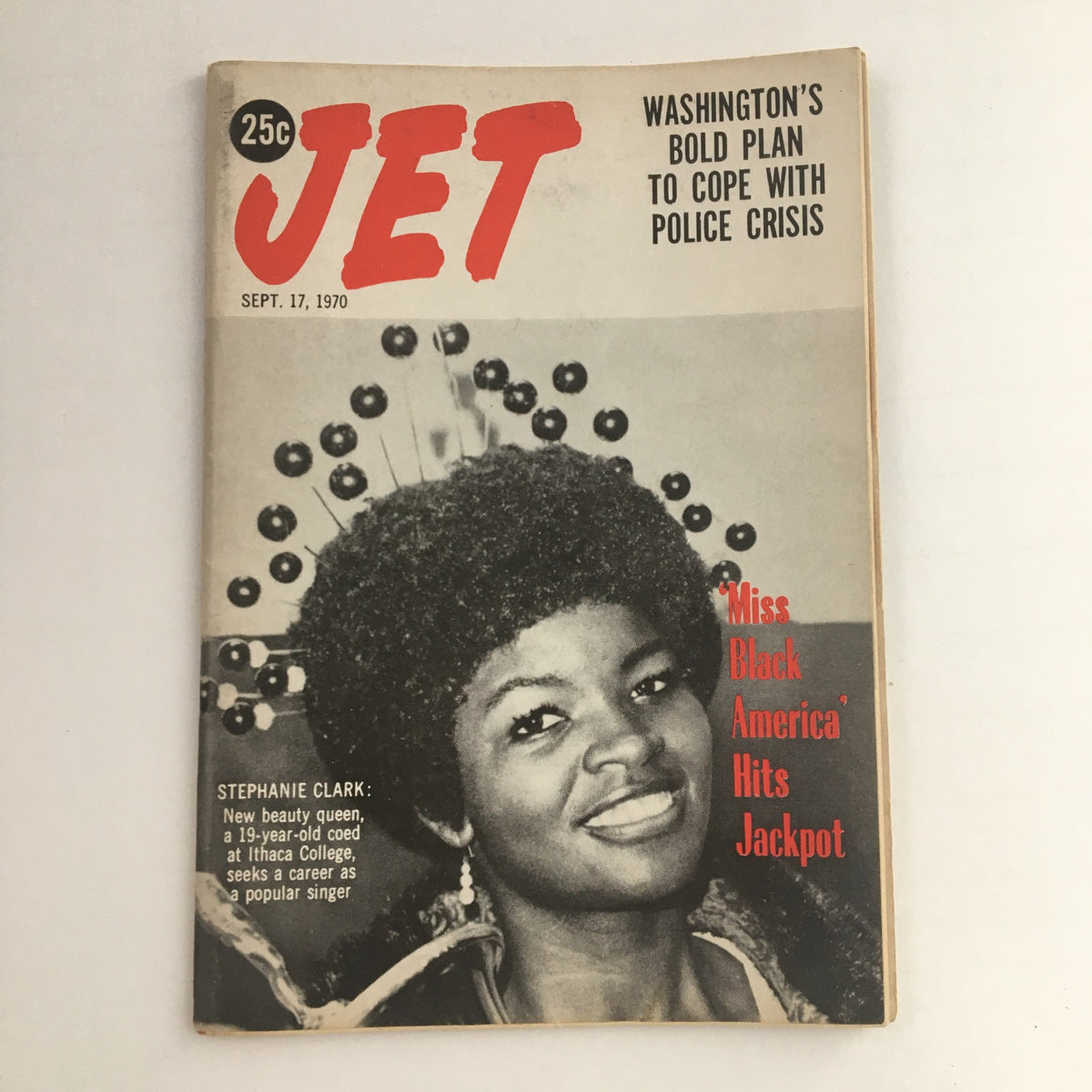 Jet Magazine cover from September 17, 1970 featuring Miss Black America Stephanie Clark, highlighting her as a beauty queen and discussing her aspirations in music.