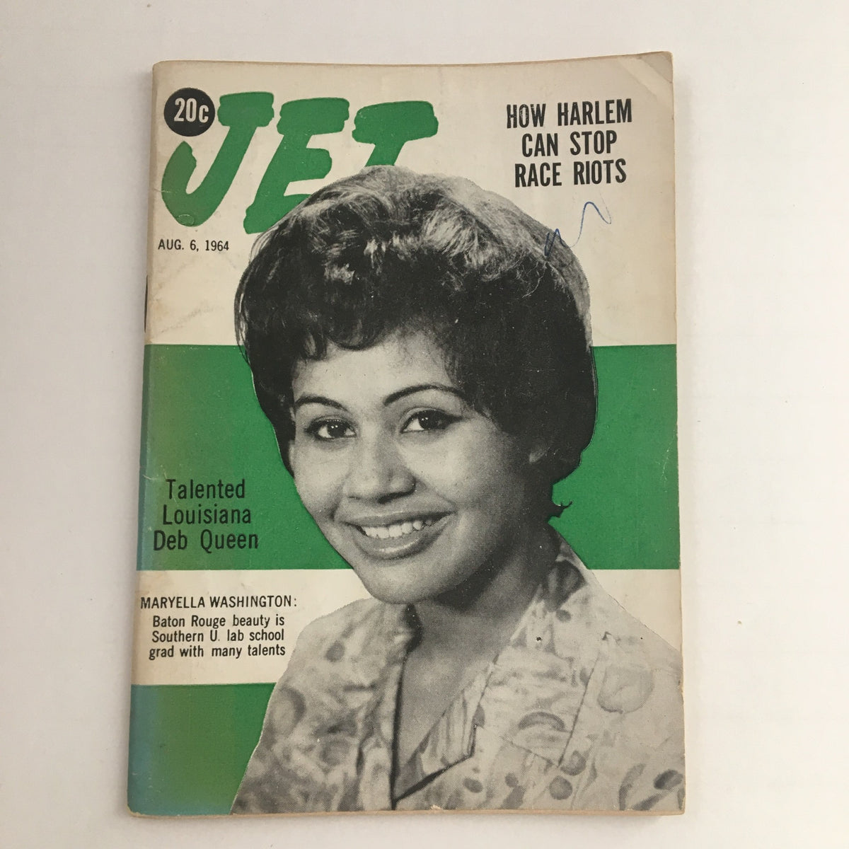 Jet Magazine August 6 1964 featuring Maryella Washington as Talented Deb Queen on the cover, showcasing African American culture of the 1960s.
