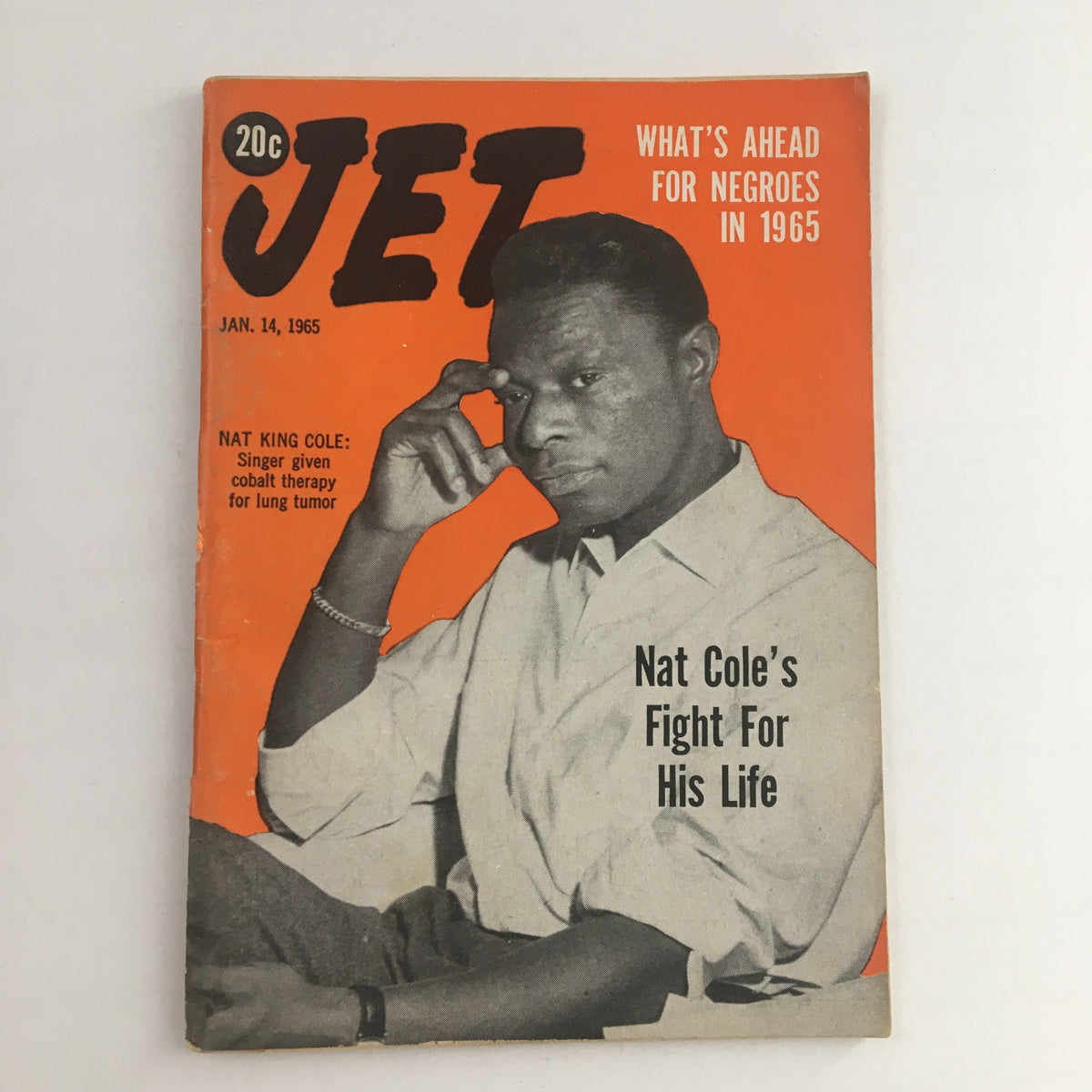 Jet Magazine cover from January 14, 1965 featuring Nat King Cole with the title 'Nat Cole's Fight For His Life', highlighting the singer's health struggles.